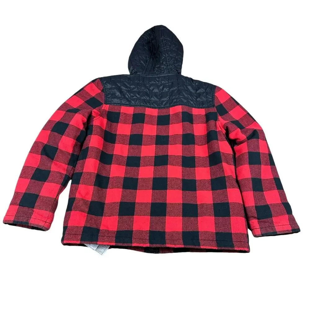 TUCKER AND TATE Red Black Plaid‎ Hooded Zip Jacket Boys Size L 10/12